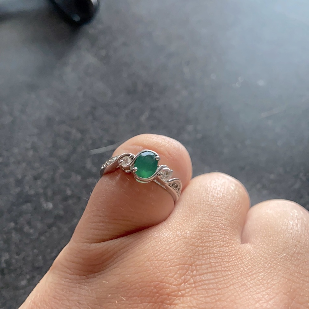 Women’s emerald and silver ring